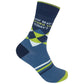 Mellow Monkey crew socks in navy and lime green argyle with the text How May I Offend You Today? on the cuff.