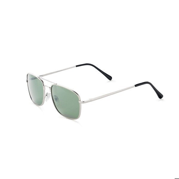 Mellow Monkey Feeling Nauti aviator sunglasses with silver metal frame and green UV protected lenses.
