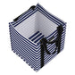 Mellow Monkey Bagette market tote in Nantucket Navy blue and white stripes with dual strap lengths and square base