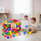 Mellow Monkey 200-pack of colorful, crush-proof BPA-free plastic ball pit balls with a zippered storage bag.