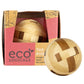 Mellow Monkey Mini Eco Logicals bamboo sphere puzzle in a cardboard box, featuring natural light and dark wood tones.