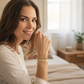 Mellow Monkey Sahara Aurora Borealis baroque pearl bracelet set with gold chain and star charm on a woman's wrist