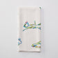 Mellow Monkey Bay Blues microfiber tea towel with colorful crab art by Kim Hovell. 16x24 inches.