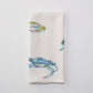 Mellow Monkey Bay Blues microfiber tea towel with blue crabs, 16 x 24 inches, 80% polyester, 20% polyamide.