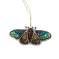 Mellow Monkey handmade fabric moth ornament with iridescent sequins, beads, and gold hanging cord.