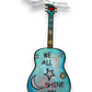 Mellow Monkey Beatles We All Shine On hand-painted wooden guitar ornament with glossy resin finish and ribbon loop.