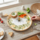 Mellow Monkey bee and floral decorative serving tray with integrated bowl, 12-in, natural wood with watercolor design.