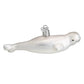 Mellow Monkey white glitter beluga whale glass holiday ornament, 5.5-in. Perfect for ocean lovers and marine biology enthusiasts.