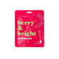 Mellow Monkey Lemon Lavender Berry & Bright holiday sheet mask in pink packaging with festive berry illustrations.