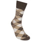 Mellow Monkey brown argyle socks featuring Best Grandpa Ever text, made from a soft and durable cotton blend.
