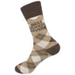 Mellow Monkey brown argyle socks featuring Best Grandpa Ever text in a soft cotton blend for a funny gift