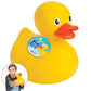 Mellow Monkey Tub Time big yellow plastic bath duck toy with orange beak and attached product tag