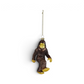 Mellow Monkey hand-painted glass Bigfoot ornament in brown and gold with sparkling glitter accents.