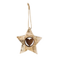 Mellow Monkey handcrafted birch bark star ornament with a rustic iron heart cutout and jute hanging string