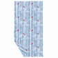 Mellow Monkey double-sided waffle dish towel featuring a blue birch tree and red cardinal bird print pattern.