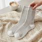 Mellow Monkey Birthday Cake rugby crew socks in a soft ribbed knit with white toe and heel accents