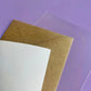 Mellow Monkey 21st birthday card with textured white cotton cardstock, brown Kraft envelope, and clear cello sleeve.