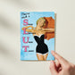 Mellow Monkey birthday card featuring a retro illustration of a woman in a black swimsuit holding an orange umbrella. Text reads 'You're such a S.L.U.T. Special Lady With Unique Talents.'