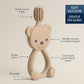 Mellow Monkey Bitzy Toothbrush in beige silicone with 360-degree bristles and a bear-shaped handle for babies.