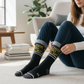 Mellow Monkey unisex black mid-calf gym socks with yellow Allergic To Bullshit text and white stripe details