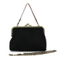 Mellow Monkey black cotton linen kisslock bag with antique metal frame and detachable faux leather and chain straps.
