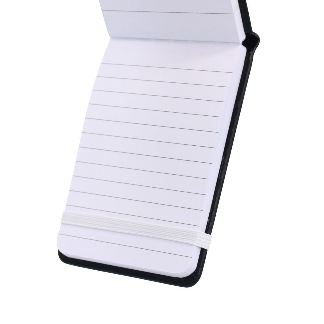 Mellow Monkey Silly Goose Social Club pocket journal with black leatherette cover and white lined pages