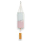Mellow Monkey Blessed Mom wind chime with stoneware cylinder, bamboo striker, and rope hanger. Light blue and pink gradient.