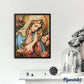 Mellow Monkey Blessed Virgin Mary diamond painting kit, 16"x20", full drill with praying hands and floral accents.