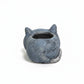 Mellow Monkey blue sleeping cat planter, handcrafted poly-resin, perfect for succulents and small plants.