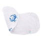 Mellow Monkey 2-in-1 white bamboo and cotton muslin burp cloth and bib with blue crab print