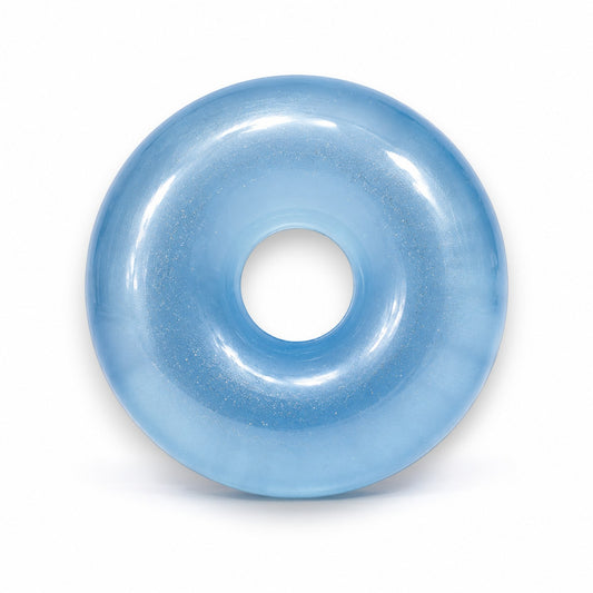Mellow Monkey blue jelly donut squishy sensory fidget bracelet with a soft, glittery, and flexible texture.