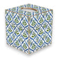 Mellow Monkey handmade papier mache tissue box cover with blue and green floral block print and gold painted edges.