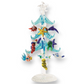 Mellow Monkey blue glass tree featuring colorful sea life ornaments like starfish, seahorses, and fish