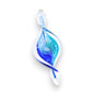 Mellow Monkey 7-inch hand-blown glass spiral ornament in vibrant blue and clear tones with a hypnotic twisted design.