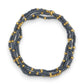 Mellow Monkey blue grey seed bead stretch bracelet with 18K gold plated brass accents for a layered stackable look.