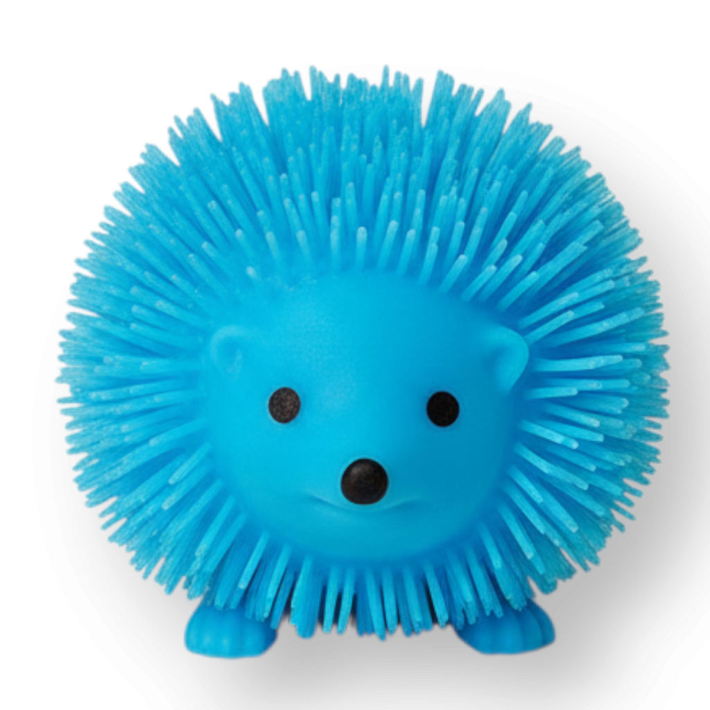 Mellow Monkey blue spiky hedgehog sensory toy that lights up when squeezed
