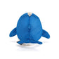 Mellow Monkey Blue Whale Bathtime Plush, a 6-inch soft toy with a textured blue exterior and white underside, featuring fins and a tail.