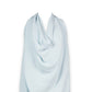 Mellow Monkey Bluebell nursing cover in soft light blue organic cotton muslin with an adjustable neckline.