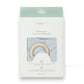 Mellow Monkey Snuggle Me Bluebell nursing cover in organic cotton muslin with a built-in silicone teether ring.