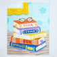 Mellow Monkey paint by number kit featuring a colorful stack of books with reading glasses on a light blue background