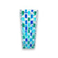 Mellow Monkey Bossanova Aqua Venetian Crystal Vase - 8" hand-painted with blue and green mosaic pattern.
