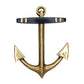 Mellow Monkey handcrafted solid brass anchor door knocker with a dark accent bar for coastal home decor.
