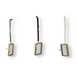 Mellow Monkey brass and glass photo frame ornaments with red, green, and white velvet ribbon hangers