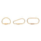 Mellow Monkey set of three assorted brass keyrings with secure screw-in clasps on a clean white background