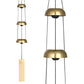 Mellow Monkey minimalist brass-toned metal wind chime with three graduated domes and a rectangular wind catcher