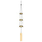 Mellow Monkey minimalist brass-toned metal wind chime with three graduated domes and a rectangular wind catcher