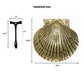 Mellow Monkey handcrafted solid cast brass scallop shell door knocker with dimensions shown in inches