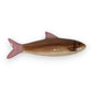 Mellow Monkey hand-painted stoneware fish wall decor, brown with pink tail and fin, 10.25 inches.