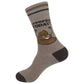 Mellow Monkey light brown crew socks with a cartoon poop character and the text I Pooped Today in dark brown