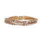 Mellow Monkey 6-strand bracelet featuring brown and pink crystals on a gold-tone base for a coastal beachy look.